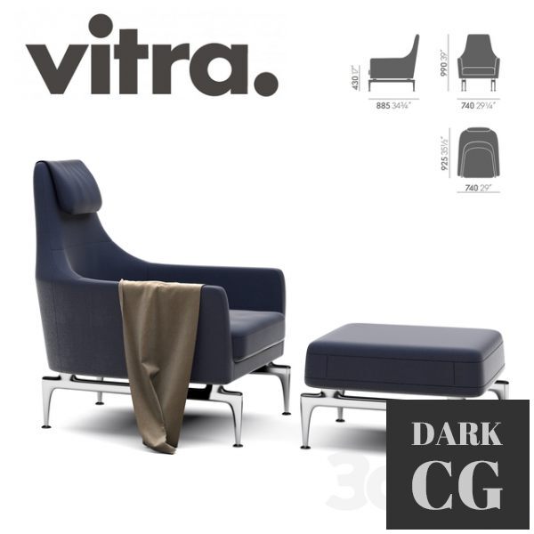 3D Model Vitra Suita Fauteuil Ottoman