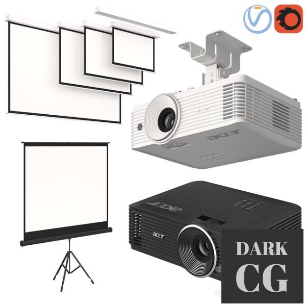 3D Model Projector Acer with Screens Set