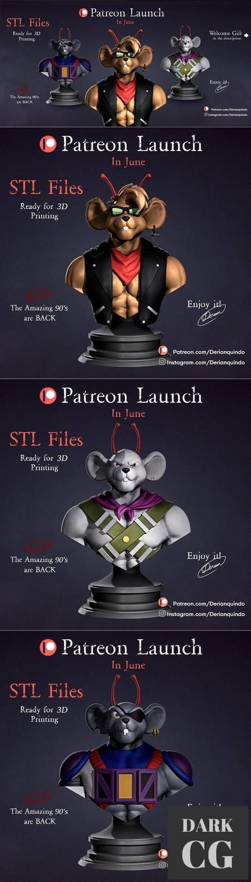 Biker Mice from Mars, Modo,Throttle,Vinnie – 3D Print