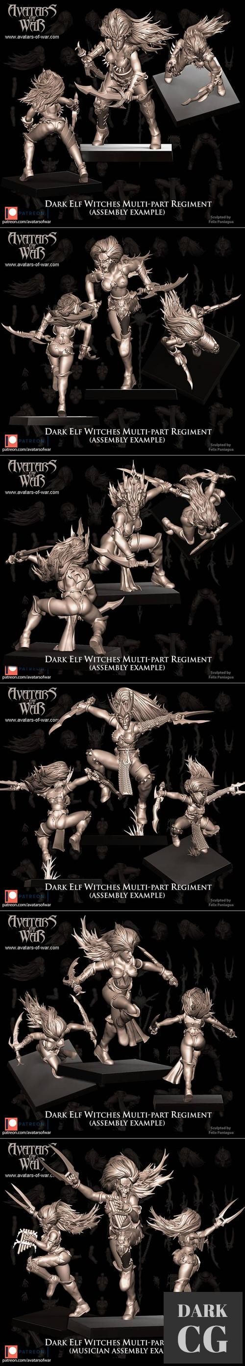 Avatars of War - Dark Elf Witches – 3D Print