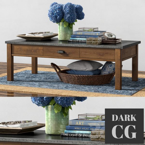 3D Model Pottery Barn CHANNING COFFEE TABLE