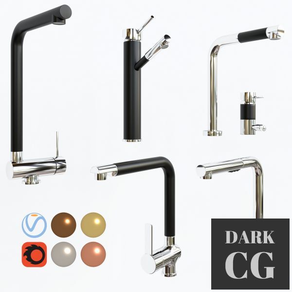 3D Model Kitchen Faucet Set