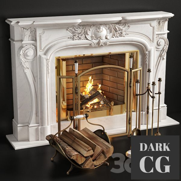 3D Model Fireplace Louis XIV