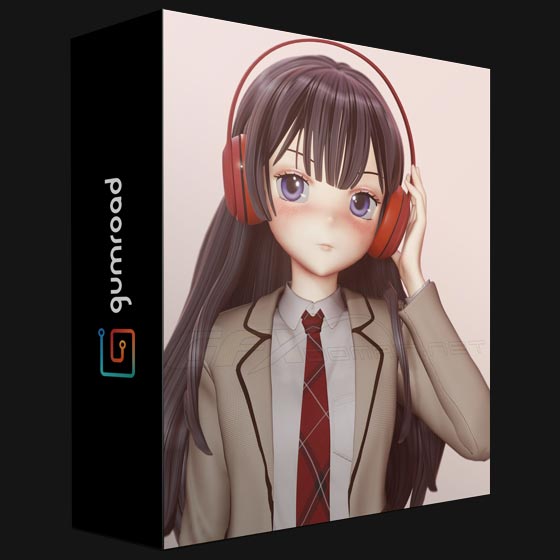 Gumroad Anime School Girl Blender 3 0 Full Process videos 3D model