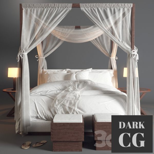 3D Model Desert Modern Canopy Bed Ralph Lauren