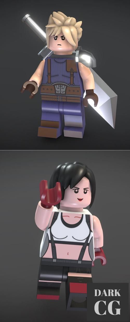 Tifa LEGO Mini Fig and Cloud LEGO Mini Fig – 3D Print