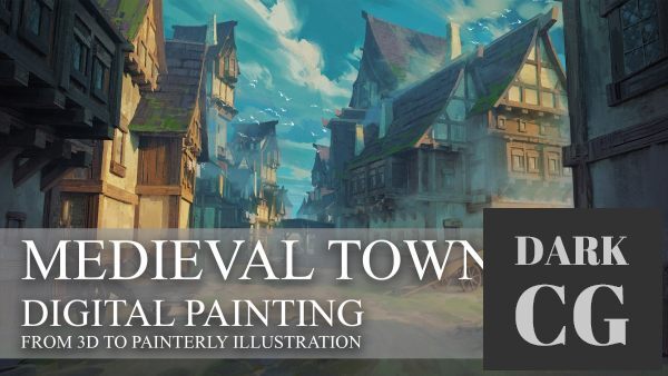 ArtStation – Environment concept art with 3d (Medieval town)