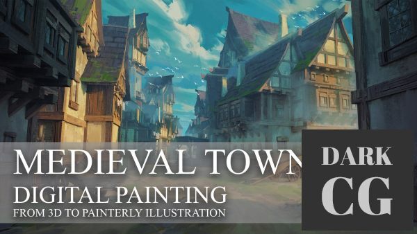 ArtStation – Environment concept art with 3d (Medieval town)