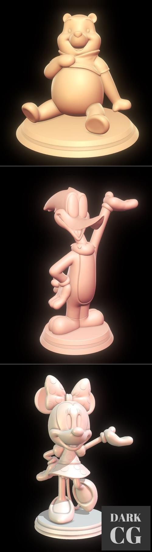 Winnie-the-Pooh and Woody Woodpecker and Minnie Mouse – 3D Print