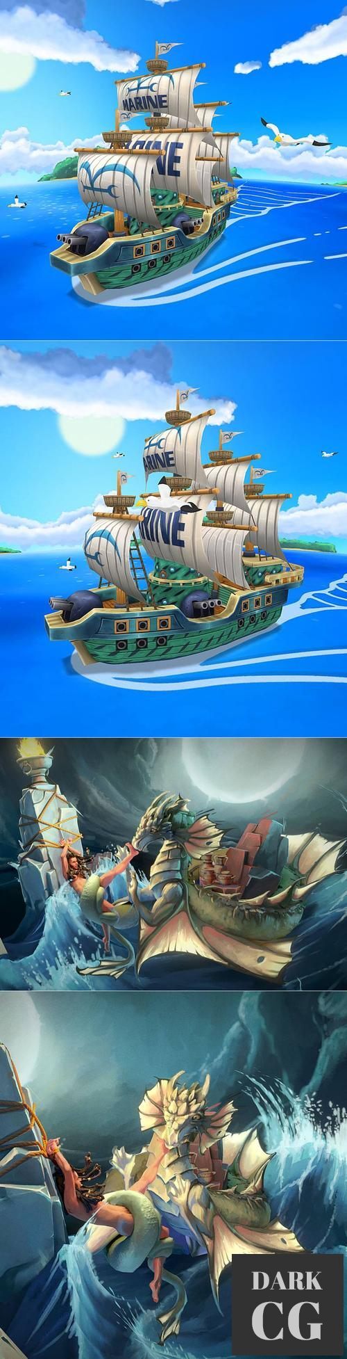 One Piece Marine Ship and Andromeda & Ketos – 3D Print
