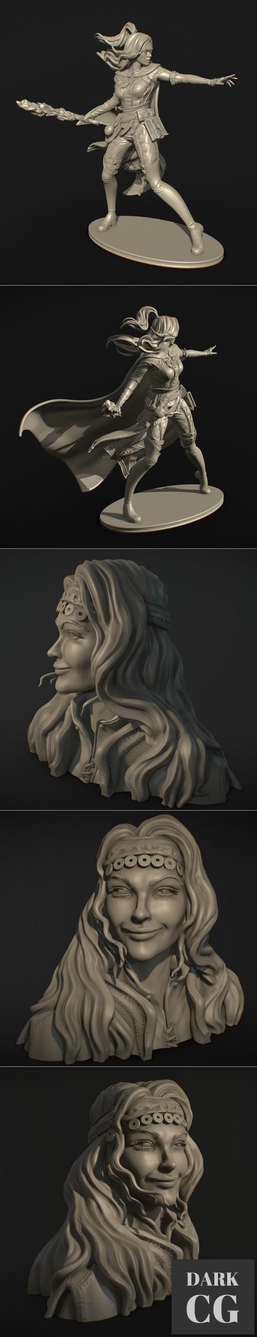 Elf Mage and Vampire Huntress Bust – 3D Print