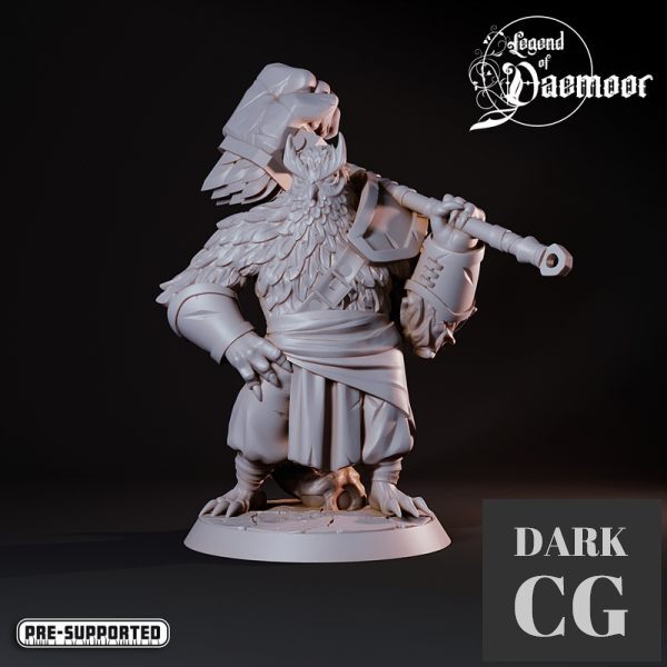 3D Model OwlFolk Barbarian with Hammer