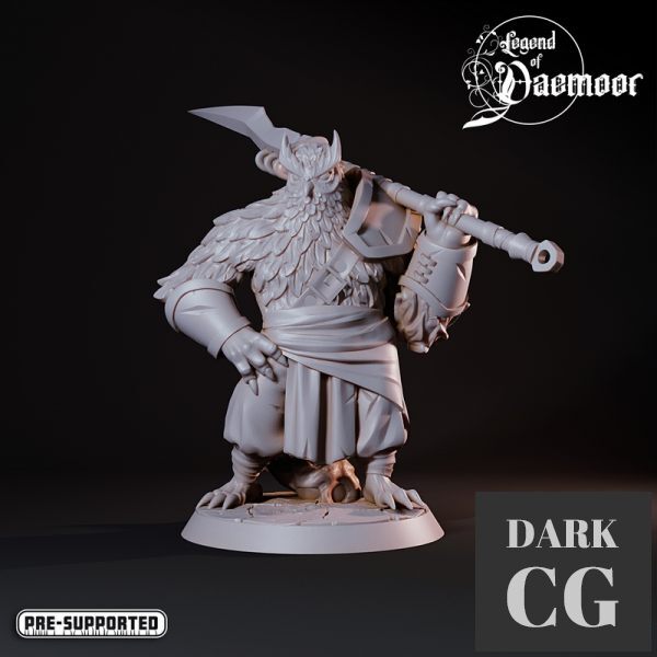 3D Model OwlFolk Barbarian with Spear