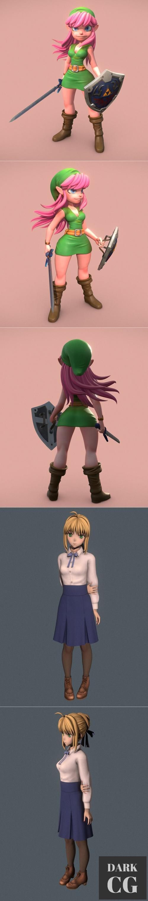 3D Model Pinkle The Legend of Zelda and Saber 01 3D Print