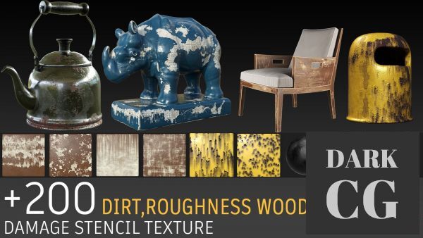 ArtStation 200 stencils dirt and damage roughness metal wood