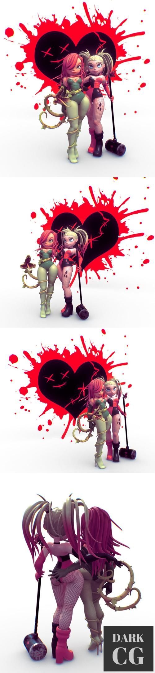 3D Model Poison Ivy and Harley Quinn Bloody Duet 3D Print