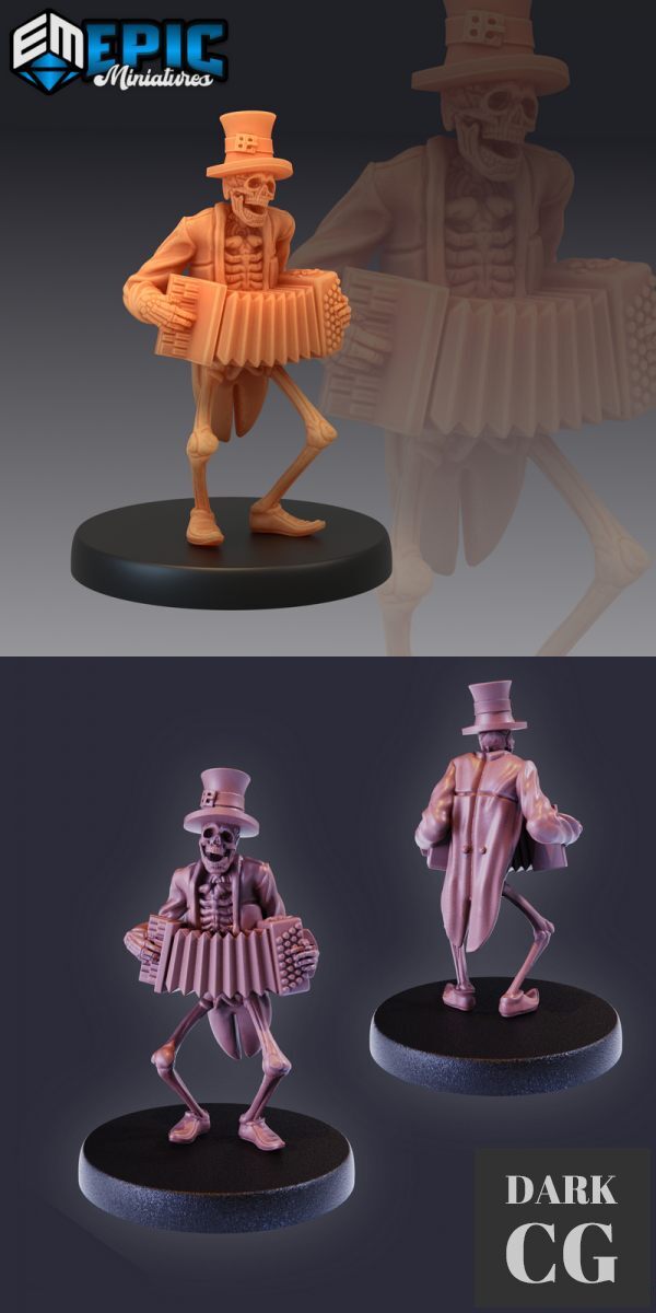 3D Model Skeleton Musician Accordion