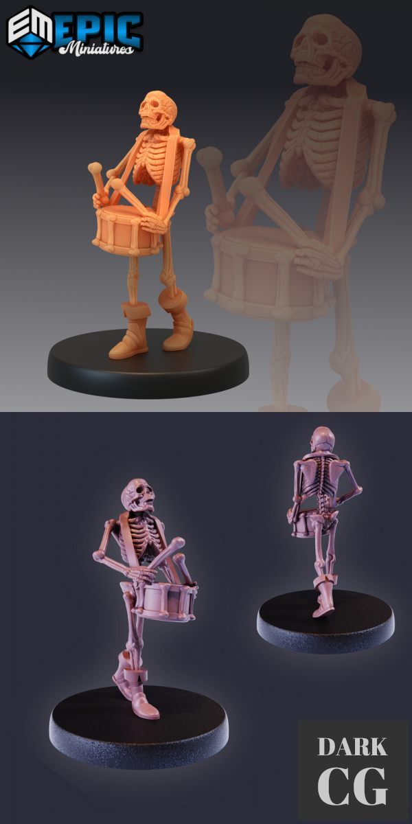 3D Model Skeleton Musician Drums