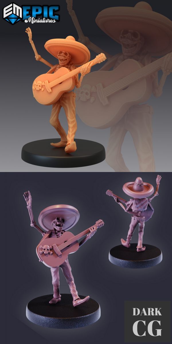 3D Model Skeleton Musician Guitar