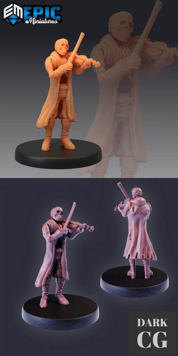 3D Model Skeleton Musician Violin