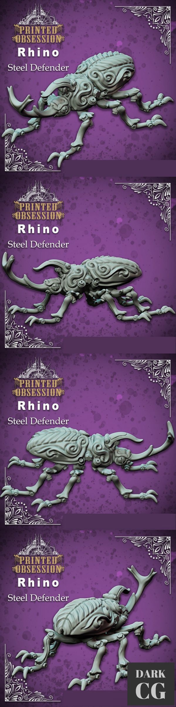 3D Model Rhino Beetle Steel Defender