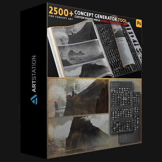 ArtStation Concept Generator Tool Custom shape Mega BUNDLE 5200 pieces Photoshop by Mels Mneyan