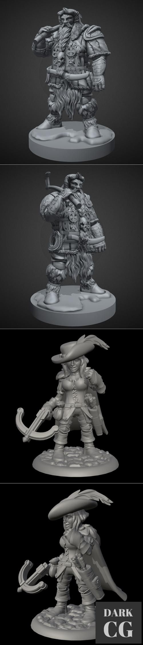 Dwarf hunter and Raven the Treasure Hunter – 3D Print
