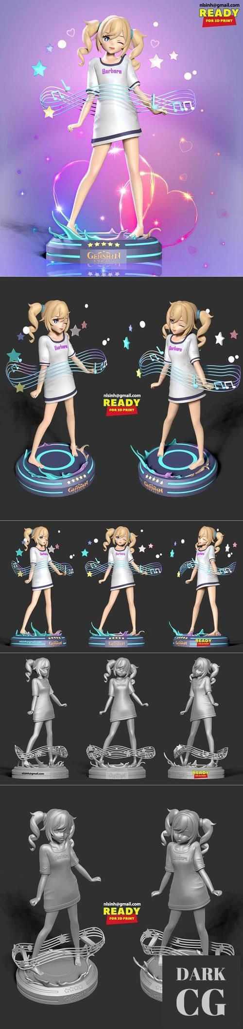3D Model Barbara Pegg Genshin Impact Fanart 3D Print