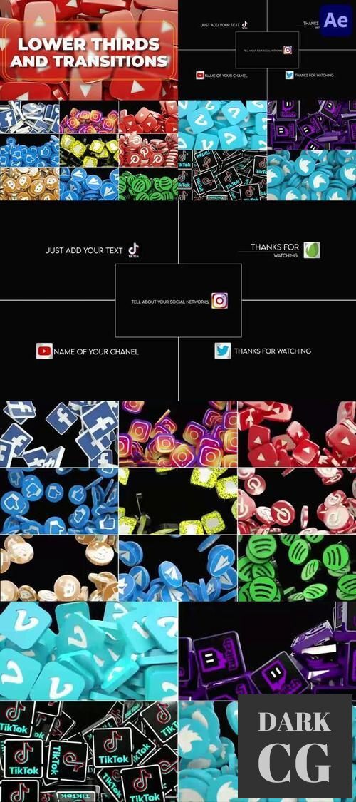 Social Media Lower Thirds And Transitions for After Effects 39043204