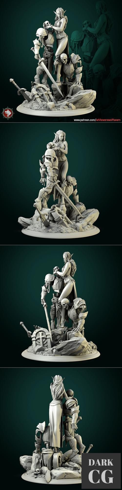 3D Model Diorama Laedria the Necromancer with skeletons 3D Print