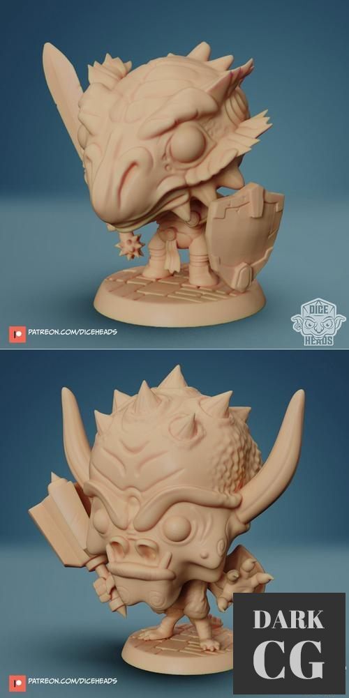 3D Model Dice Heads Dragonborn Paladin and Pit Fiend 3D Print