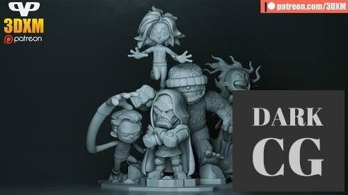 3D Model 3DXM Fantastic 4 Chibi Diorama 3D Print