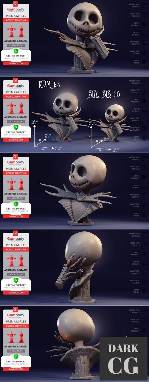 3D Model Jack Skellington Bust 3D Print