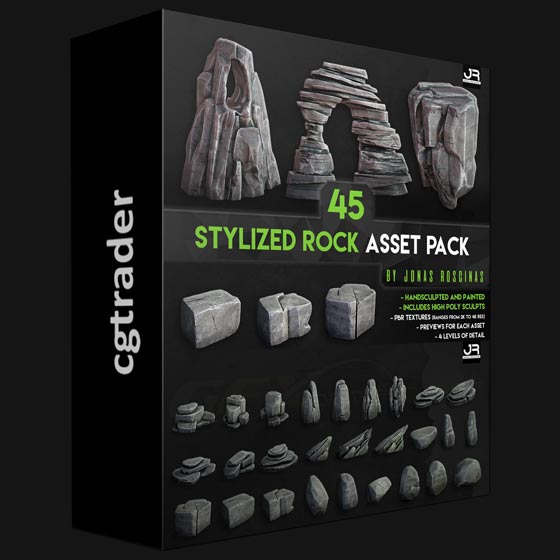 CGTrader 45 Stylized Rock Asset Pack Low poly 3D model