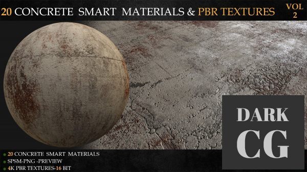 ArtStation – 20 CONCRETE SMART MATERIALS & PBR TEXTURES-VOL 2