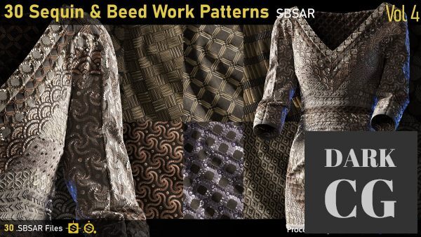 ArtStation 30 Sequin Beed Work patterns Vol4 SBSAR