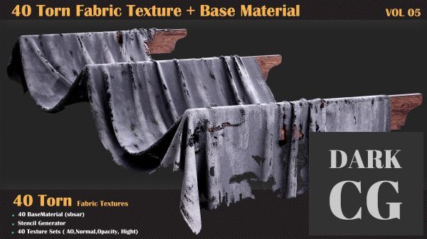 ArtStation – 40 Torn Fabric Texture – VOL 05