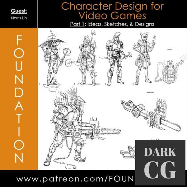 Gumroad Foundation Patreon Character Design for Video Games Part 1 Ideas Sketches Designs with Norris Lin