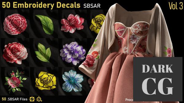 ArtStation – 50-Embroidery Decals-SBSAR-Vol3