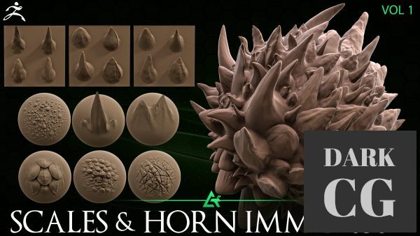 ArtStation ATS 50 Dragon Horn and Scales IMM Brush Zbrush