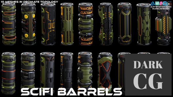 ArtStation SciFi Barrels set