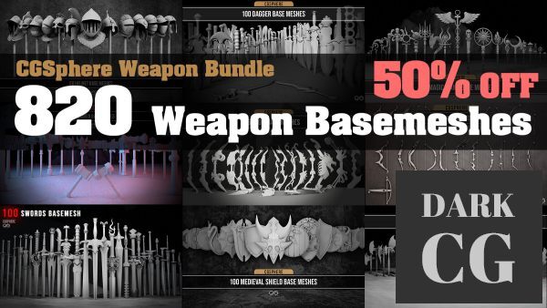 ArtStation – 820 Weapon Basemeshes ( CGSphere Weapon Bundle )
