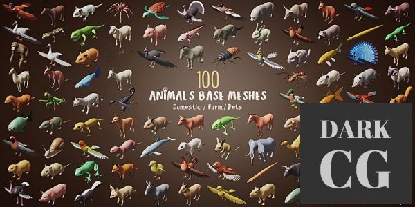 Blender Market 100 Animals Base Meshes