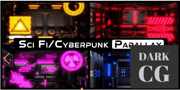 Blender Market Sci Fi Cyberpunk Parallax Rooms One Click Interiors Kpack