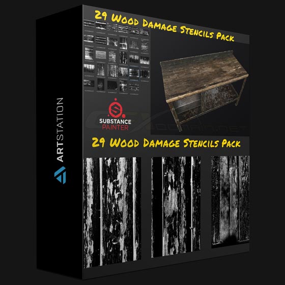 ArtStation 29 Wood Damage Stencils Pack by Alexander Sheynin