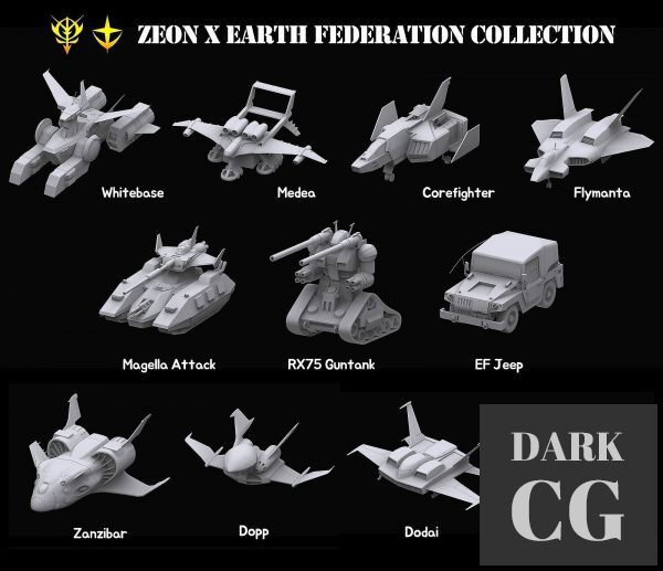 CGtrader Gundam Zeon X Earth Federation 3D Models Bundle