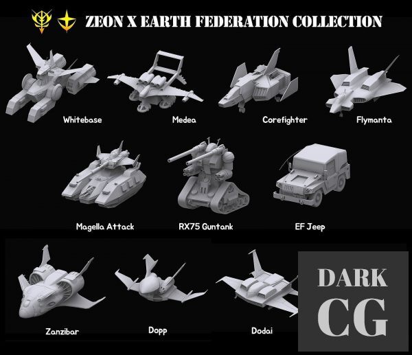 CGtrader – Gundam Zeon X Earth Federation 3D-Models Bundle