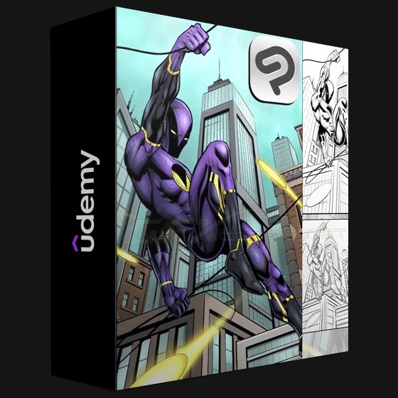 Udemy How to Draw a Superhero Scene Sketch to Colors