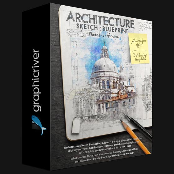 GraphicRiver Animated Architecture Sketch and Blueprint Photoshop Action By IndWorks