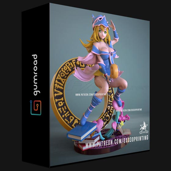 Gumroad Dark Magician Girl from Yu Gi oh 3D Print STL model SFW and NSFW